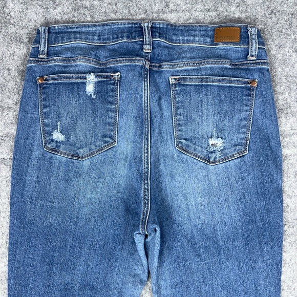 Judy Blue Jeans Womens 15 32‎ Skinny Fit Blue Distressed Raw Hem Stretch Denim - Picture 9 of 14